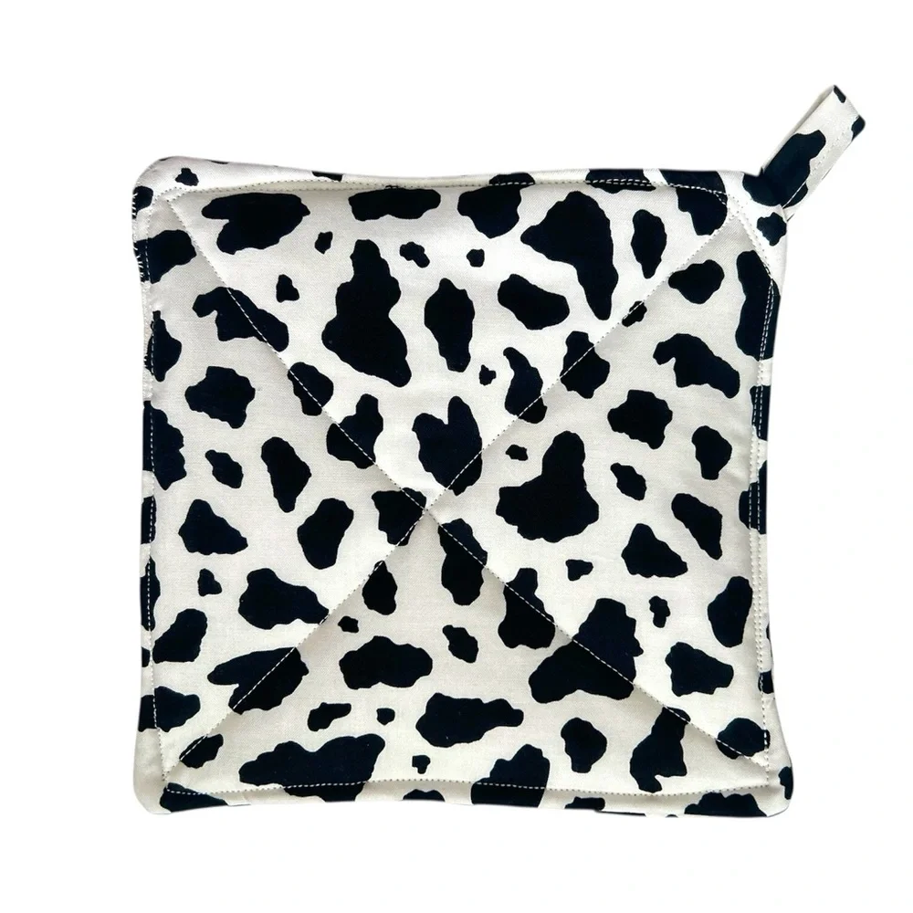 Hand Crafted Colorful Cow Print Fabric 100% Cotton Potholders Trivet Hot Mats